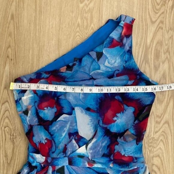 Cynthia Steffe Silk Maxi Dress 6 One Shoulder Floral Gown Formal - Picture 7 of 12